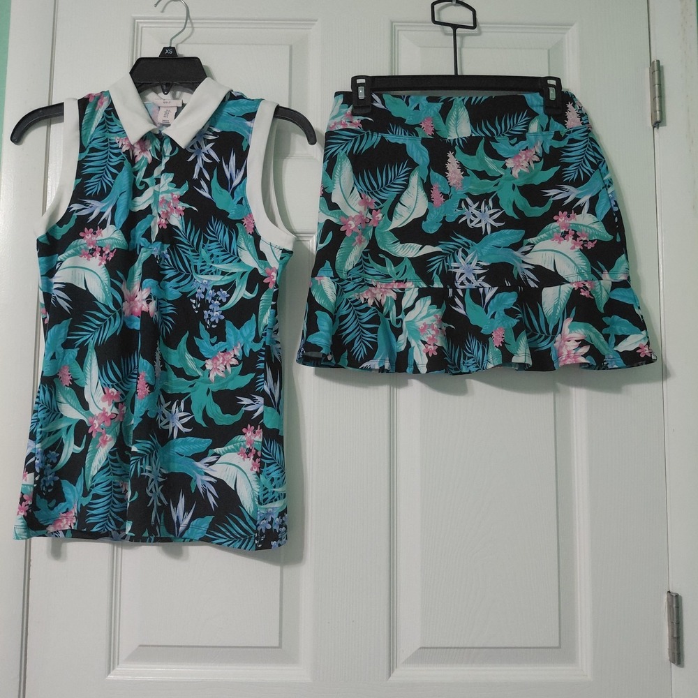 Tommy Bahama Top & Skirt Set Womens Size S Active Tennis Golf Tropical Floral